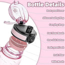 OLDLEY 32 oz Water Bottle, Motivational Water Bottle with Time Marker, Sports Water Bottle With Strap, Leakproof & BPA Free Large Water Bottles for School, Gym, Travel, Tritan, Transparent Pink by CozyNest Decor