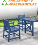Patio Dining Chair Set of 2, HDPE Outdoor Dining Chair, Ergonomic HDPE Dining Chairs with Deep Seating, All Weather Outdoor Chairs Furniture for Backyard, Deck, Garden, Poolside, Navy by CozyNest Decor