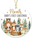 Unifury Personalized Baby First Christmas Ornament 2024, Adorable Keepsake for Babies First Christmas Tree, Holiday Decor for Celebrating Ceramic Babys 1st Christmas Ornament 2024, Woodland Animal by TinyTreasures Baby Boutique