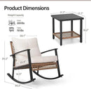 LAUSAINT HOME 3-Piece Rocking Bistro Set, Outdoor Patio Furniture with Thick Cushions and 2-Tier Coffee Table, Oversize Rattan Conversation Set for Garden, Balcony, Backyard (Beige) by CozyNest Decor
