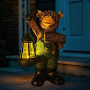 Solar Garden Decor Statues: Handmade Resin Statue with LED Light,Highland Cow Figurine Outdoor Garden Decor Unique Gifts for Women, Mom, Grandma (Green cow1) by CozyNest Decor