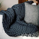 Nuzzie Chunky Knit Blanket - Breathable, Cooling, Hand Made Knit Throw Blanket for Sleep - Machine Washable, Stylish Decor Design (Charcoal, Full | 16lbs | 48"x72") by CozyNest Decor