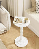 Masupu Round Side Table, Small Drink Table for Small Spaces, Pedestal End Table with Solid Wood Leg for Living Room, Bedroom, Corners(Marble White) by CozyNest Decor
