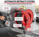Retractable Diesel Fuel Hose Reel - 1 inch x 33ft Spring Driven Auto Swivel Rewind Hose Holder Reel with Fueling Nozzle, 300 PSI Industrial Steel for Aircraft Ship Vehicle Tank Truck, Red by GreenHaven Gardens