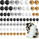 75 Pieces Cake Balls Topper Decorations Foam Cupcake Topper Mini Balloon Cake Topper Balls Cake Picks for Cake Deco Birthday Party Wedding（Black, Gold. Silver, White） by TinyTreasures Baby Boutique