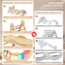 Pikler Triangle Set with Cushion, Montessori Climbing Set, Indoor Climb Toys, Indoor Playground Jungle Gyms, 9 Combinations Climbing Toy Set for Toddler, Baby, Kids 1-4 by TinyTreasures Baby Boutique