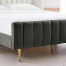 Livinia Twin Size Elton Velvet Platform Bed, Upholstered Bed Frame with Vertical Channel Tufted Headboard Footboard, Strong Wood Slats, No Box Spring Needed, Gray (Twin) by CozyNest Decor