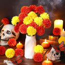 Kimura's Cabin 20Pcs Fake Silk Ball Flowers Artificial Chrysanthemum Faux Mums Bouquets Wedding Arrangements Halloween Home Table DIY Center Decoration (Orange Yellow) by CozyNest Decor