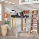 Garage Storage Rack Hooks, 48 Inch Heavy Duty Wall Mount Garage Organization with 3 Rails and 6 Adjustable Double Wall Hooks,Hanging Shelves for Garden Tool/Broom/Mop(Black) by GreenHaven Gardens