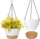 ZMTECH 10 Inch Hanging Planters for Outdoor Plants, Hanging Pots for Plants Indoor with Visible Water Level, Hanging Flower Basket with Drainage Holes & Removable Tray(2 Pack, White) by CozyNest Decor