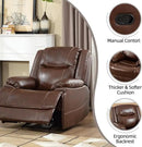 EBELLO Genuine Leather Manual Recliner Chair, Reclining Sofa Chair Couch for Living Room, Bedroom Furniture, Meeting Room, Brown by CozyNest Decor