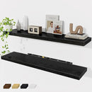 Black Floating Shelves Wall Shelf 48 Inch, 9.3 Inch Deep Floating Shelf for Wall, Farmhouse Black Wood Shelves Invisible Bracket for Living Room, Bedroom, Kitchen, 48 x 9.3 x 1.4 Inch, Set of 2 by CozyNest Decor