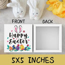 Rustic Farmhouse Bunny Easter Decorations Country Home Office Desk Decor Happy Easter Sign Cubicle Shelf Tabletop Tiered Tray Decor Gifts for Women 5 X 5 Inch by CozyNest Decor