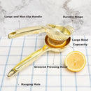 Lemon Squeezer, Heavy Duty Zinc Alloy Manual Lemon Juicer, High Yield Threaded Groove Small Oranges Limes Citrus Juicer Hand Press, Juice Maker for Cocktails Home Restaurant Kitchen Utensils(Gold) by CozyNest Decor