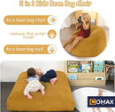 COMAX Kids Bean Bag Chair Turn into Beanbag Bed, Toddler Bean Chair Corduroy for Girl Boy Sleeping, Lazy Children Bean Bags with Filler, Convertible Child Floor Mattress, Yellow by TinyTreasures Baby Boutique