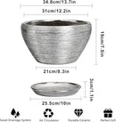 Flower Pot for Indoor Plants - Ceramic Planter 13 Inch Plant Pot with Drainage Hole and Saucer Large Decorative Planter Outdoor Mid-Century Planter for House Decor Silver by GreenHaven Gardens
