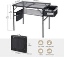 REDCAMP Folding Portable Grill Table with Sink for Outside, Lightweight Aluminum Metal Grill Stand Picnic Table for Camping Cooking BBQ RV Picnic, 2 Heights Adjustable,Black 36"x20" by GreenHaven Gardens