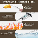 13inch 12(packs) Double Fork Flat Stainless Steel BBQ Skewers with Push Bar, Reusable Skewers for Grilling Kabob Skewer for Meat, Vegetable, BBQ Accessories by GreenHaven Gardens