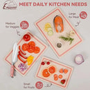 Empune Plastic Cutting Board Set, Recycled Plastic Cutting Boards for Kitchen (Set of 3), Dishwasher Safe Large Chopping Board with Holder, Non-slip Feet and Juice Grooves, Nonporous, Pink by CozyNest Decor