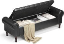 60" Storage Ottoman Bench for Bedroom, Full Queen Storage Bench with Button, Upholstered Bedroom Bench with Rolled Arms for Living Room, Storage Room, Entryway, Black by CozyNest Decor