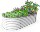 A ANLEOLIFE 8X4X2 ft Galvanized Raised Garden Beds Outdoor, Oval Large Metal Deep Root Planter Box for Planting Vegetables Flowers Herb, Anti-Rust & Easy-Setup, Antique White by GreenHaven Gardens