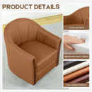 360° Swivel Accent Chair, Modern Leather Barrel Club Chair with Leather Upholstery and Sturdy Wood Base, Comfortable Armchair for Living Room, Bedroom, Reading Nook, Brown by CozyNest Decor