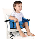 Booster Seat for Dining Table: Portable Toddler Booster Chair with Safety Buckle and Height Adjustable, Foldable Baby Feeding Chair, Kids High Chair Booster Seat for Kitchen Home Travel - Bright Blue by TinyTreasures Baby Boutique