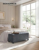 SONGMICS Velvet Storage Ottoman Bench, Foot Rest with Legs, 15.7 x 43 x 15.7 Inches, End of Bed Bench, Storage Chest, Load up to 660 lb, for Living Room, Bedroom, Entryway, Slate Gray ULSF089G01 by CozyNest Decor