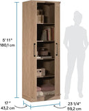 HomePlus Kitchen Pantry Storage Cabinet with Adjustable Shelves, Laundry Bathroom Storage Cabinet, Brushed Oak Finish by CozyNest Decor