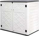 Resin Outdoor Storage Shed, 38 cu.ft Outdoor Storage Box Waterproof for Garden Tools, Patio Furniture, Trash Cans, Garage Storage, Customized Shelves & Lockable (Off White) by GreenHaven Gardens