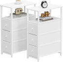 TUTOTAK Narrow Night Stand, Slim End Table, Tall Side Table with 3 Fabric Drawer, Small Bedside Table with Storage, Set of 2, for Living Room, Bedroom, White TB01BW072 by CozyNest Decor