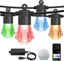 XMCOSY+ 48FT Smart Outdoor String Lights - RGBCWIC Dimmable Acrylic Bulbs, Color Changing LED Patio Lights APP WiFi Control, Compatible with Alexa, IP65 Waterproof Outside Lights for Yard Porch by CozyNest Decor