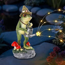Solar Frog Statue for Garden with Watering Can Light 8.8" Resin Frog Figurine Outdoor Patio Porch Yard Decor Unique Birthday Housewarming Gifts for Women Mom Grandma Wife Sister by CozyNest Decor