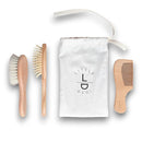 Premium Baby Hair Brush Set – Natural Goat Hair & Bamboo Bristle Brushes, Beechwood Comb, Cotton Pouch – Gentle Scalp Care for Newborns & Toddlers, Gift-Ready & Eco-Friendly by TinyTreasures Baby Boutique