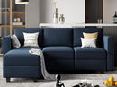 Belffin Convertible Sectional Sofa with Chaise Velvet L Shaped Sofa Couch Modular Sectional Sofa with Storage Blue by CozyNest Decor