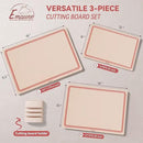 Empune Plastic Cutting Board Set, Recycled Plastic Cutting Boards for Kitchen (Set of 3), Dishwasher Safe Large Chopping Board with Holder, Non-slip Feet and Juice Grooves, Nonporous, Pink by CozyNest Decor