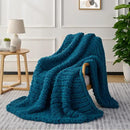L'AGRATY Chunky Knit Blanket Throw: 80''x90'' Chenille Chunky Knitted Throw Blankets for Bed Couch - Handmade Thick Big Cable Knit Blanket - Large Crochet Rope Blankets for Home Decor(Blue) by CozyNest Decor