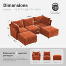 102.6" U Shaped Modular Sectional Sofa, 5 Seater Couch with Storage Ottoman Deep Seat and High Backrest with Removable Cover for Living Room, Apartment - Chenille Terracotta Orange by CozyNest Decor