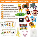 Safari Jungle Animals Sewing Kit Zoo Felt Animal DIY Crafts for Girls and Boys Educational Nursery Sewing for Kids Art Craft Kits for Beginners Set of 10 by TinyTreasures Baby Boutique