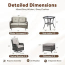 Outdoor Patio Furniture Set - 7 Piece Gray Wicker Conversation Patio Furniture Set All Weather Swivel Chairs with Ottoman and Loveseat Glider Chair for Deck Balcony Backyard by GreenHaven Gardens