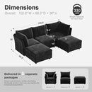 102.6" U Shaped Modular Sectional Sofa, 5 Seater Couch with Storage Ottoman Deep Seat and High Backrest with Removable Cover for Living Room, Apartment - Chenille Black by CozyNest Decor
