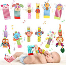 BLOOBLOOMAX Baby Soft Hanging and Wrist Rattle Toy, Car Seat Stroller Toys with Plush Animal C-Clip Ring for Infant Babies Boys and Girls 3 to 12 Months (12PCS-G) by TinyTreasures Baby Boutique
