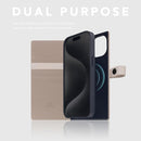D8 Edition Full Grain Leather Wallet Case for iPhone 15 Plus - [2-in-1] Handcrafted Detachable Diary Style with Magnetic MagSafe Back Cover and Snap Closure, Gift Box Included (Light Cream) by TinyTreasures Baby Boutique