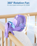 SWEETFULL Portable Clip on Fan - Battery Operated Stroller Fan, 4000mAh Small Rechargeable Fans with LED Display, 4 Speeds, Mini Personal Cooling Desk Cooler for Golf Cart Travel Camping Gym (Purple) by TinyTreasures Baby Boutique