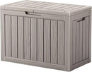 45 Outdoor Storage Box, Waterproof Resin Deck Box with Side Handles, Lockable Outdoor Bench for Indoor & Outdoor Use, Storage Bin for Patio Cushions, Garden Tools, Package Delivery, Grey by GreenHaven Gardens