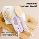 Baby Hair Brush and Comb Set for Newborn - Wooden Baby Hair Brush Set with Soft Goat Bristle, Baby Brush Set for Newborns, Baby Brush and Comb Set Girl, Boy, Toddler Cradle Cap Brush (Oval, Thistle) by TinyTreasures Baby Boutique
