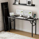 Frylr Small Folding Computer Desk – 55.1 Inch Portable Table for Craft and Study, Lightweight Desk for Small Spaces, Foldable Laptop Table Built-in AC/USB Outlets for Convenience, Charcoal Wenge by CozyNest Decor