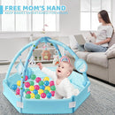Baby Gym Play Mat, 8-in-1 Tummy Time Mat & Ball Pit with 6 Toys, Washable Baby Activity Mat for Visual, Hearing, Sensory, Motor Development, Baby Gift for Newborn Infant 0-3-6-9-12 Months (Blue) by TinyTreasures Baby Boutique