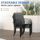 VICLLAX 5 Pieces Patio Dining Set for 4, Outdoor Furniture Set Includes 40.7" Round Patio Table and 4 Patio Stackable Chairs, Grey Tabletop and Grey Fabric by GreenHaven Gardens