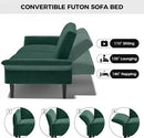 89” Futon Sofa Bed, Velvet Fabric Comfy Futon Couch Bed with 2 Square Pillows, Convertible Sleeper Sofa with Adjustable Backrest& Armrests, Modern Loveseat Sleeper for Living Room, Bedroom by CozyNest Decor